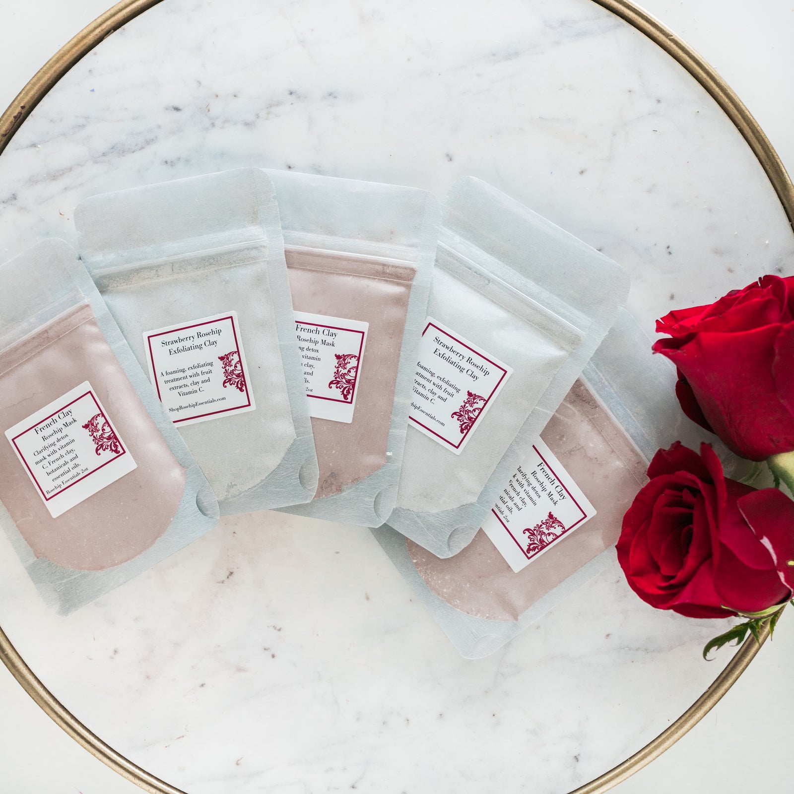 Mini Rosehip French Clay Mask and Strawberry Vitamin C Exfoliant